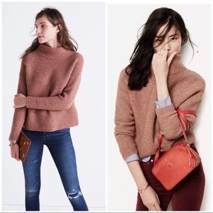 Madewell Southfield Mockneck Knit Sweater in Dusty Pink